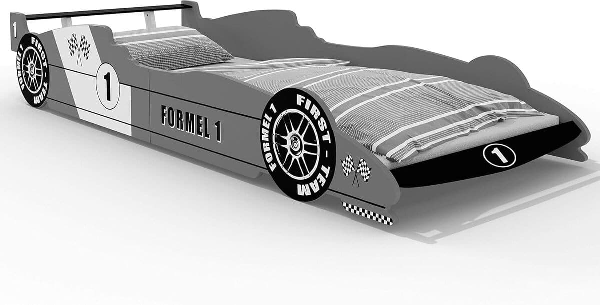 Test du lit enfant voiture Deuba formule 1 gris 90x200 cm
