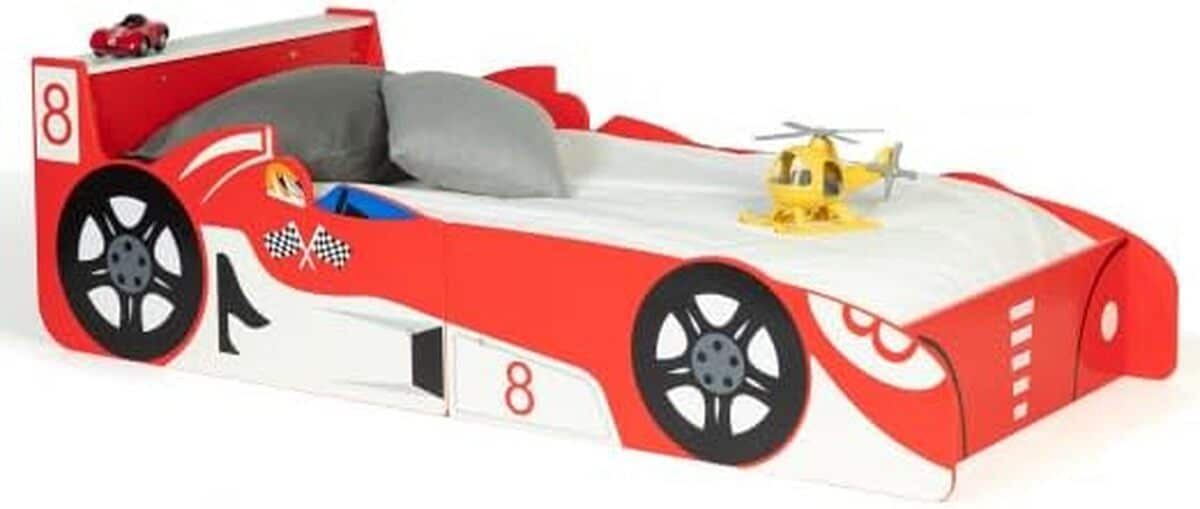 Test du lit enfant voiture formule 1 Teddi 70 x 140 cm rouge de IDMarket