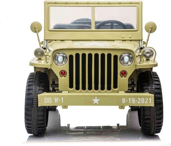 RIRICAR Voiture électrique Enfants 12V 3 Places USA Army, 4x4 électrique Enfants avec télécommande 2,4 GHz, 4x4, Lecteur MP3 avec entrée USB/SD, Éclairage LED, Batterie 12V14AH