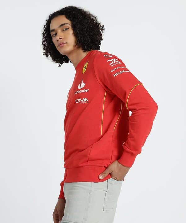 PUMA Pull d'équipe Scuderia Ferrari 2024 pour Hommes - Rouge Brûlé