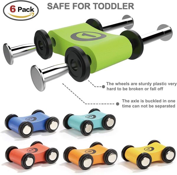 TOP BRIGHT Jouet Garçon 2 Ans,Jouet Rampe de Voiture en Bois pour Enfant 1 Ans,Cadeau Rampe de Course avec 6 Voiture pour Bébé