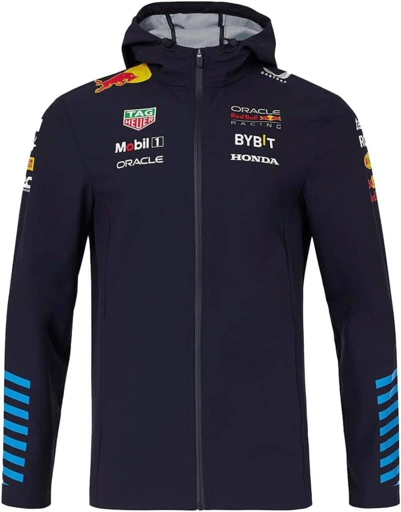Test de la veste de pluie imperméable Red Bull Racing, modèle bleu nuit