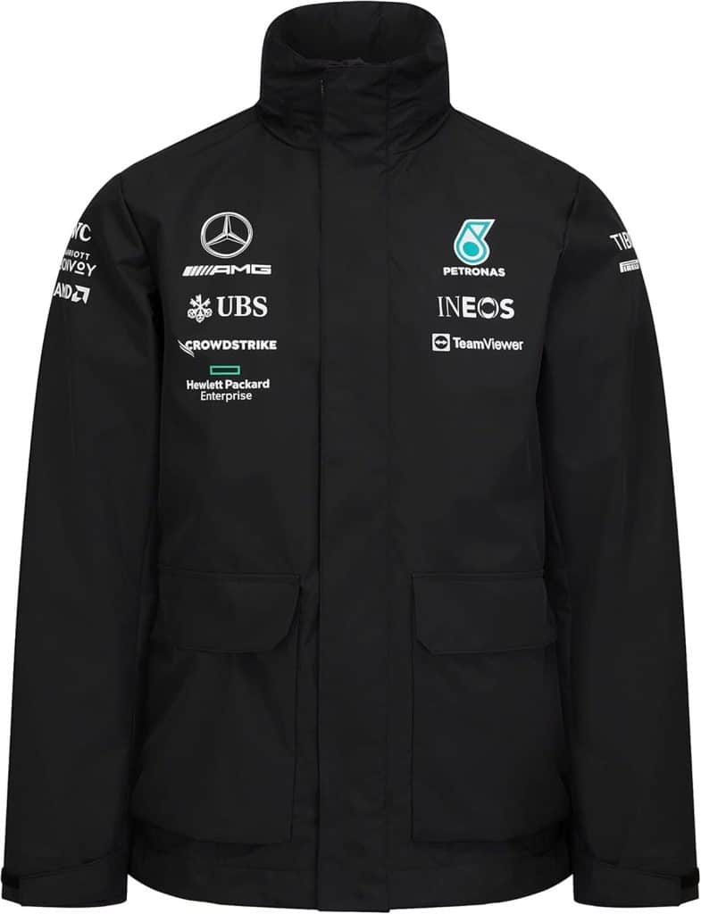 Test : veste de pluie noire Mercedes AMG Petronas F1 pour hommes