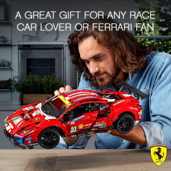 LEGO 42125 Technic Ferrari 488 GTE AF Corse #51: Maquette de Voiture de Course à Construire, Modèle pour Adultes et Fans de Courses, Collectionneurs de Voitures, Idée de Cadeau
