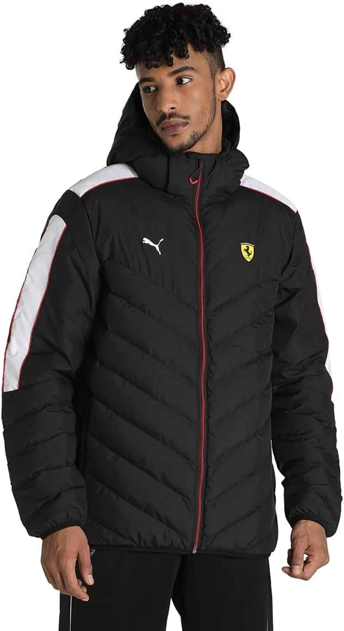 Test de la veste Puma Ferrari Race Mt7 Ecolite Down Jacket, noire, homme, taille S