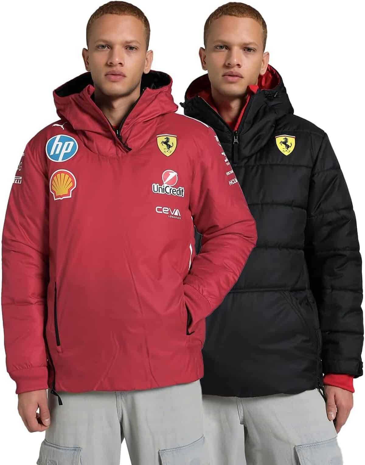 Test de la veste réversible Puma Scuderia Ferrari F1 2025 en rouge