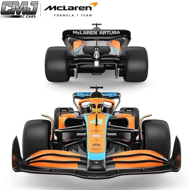 CMJ RC Cars Voiture télécommandée McLaren F1 MCL36 (échelle 1:12) - Voiture télécommandée 2022 Pilotes de Formule 1 - Lando Norris + Daniel Ricciardo Drive to Surive