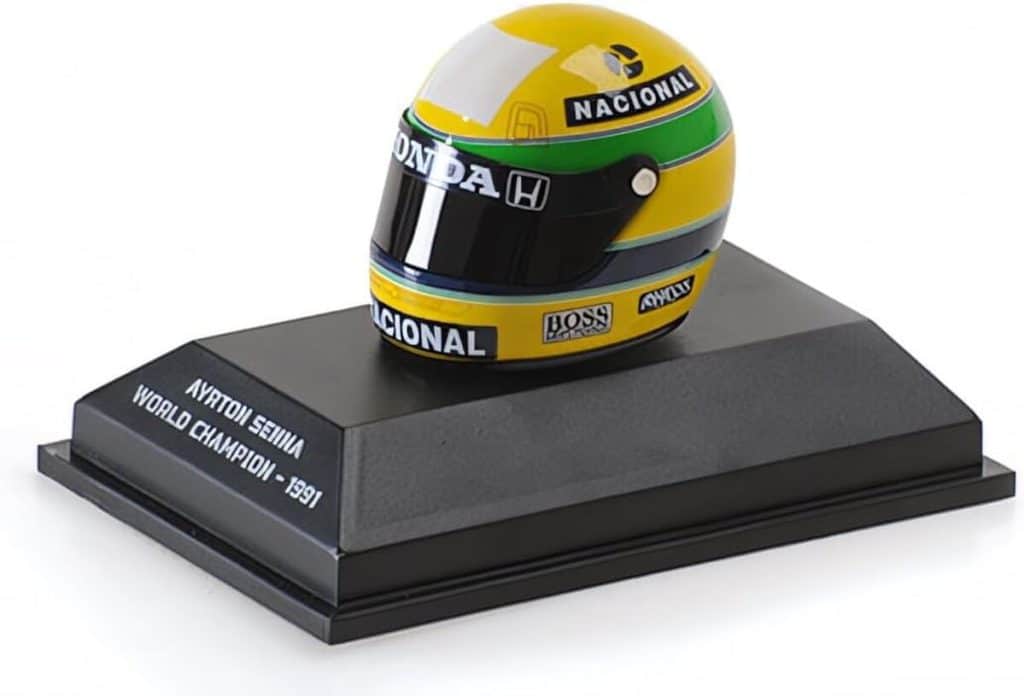 Test Minichamps 540309101 : casque Ayrton Senna champion 1991 à l'échelle 1/8