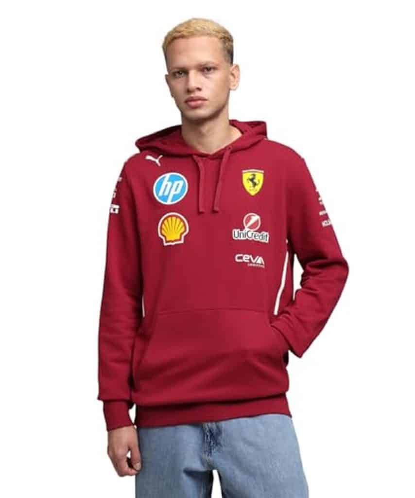 Test : sweat à capuche équipe scuderia ferrari f1 2026 par puma en rouge
